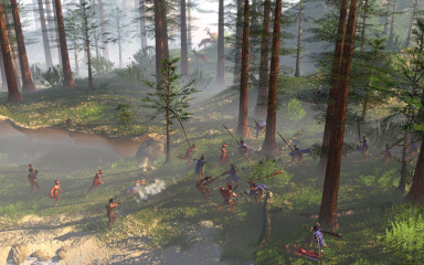 Screencap of Age of Empires III that I stole from Jennell Jaquays's Facebook page. It's a screencap she created of some guys fighting in a forest Screencap of Age of Empires III that I stole from Jennell Jaquays's Facebook page. It's a screencap she created of some guys fighting in a forest