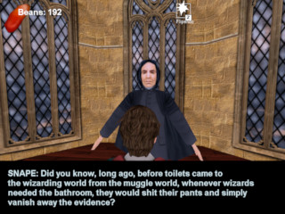 I refuse to play or look up the Harry Potter games for screenshots, so here's one from Pottergame by Kate Barrett instead